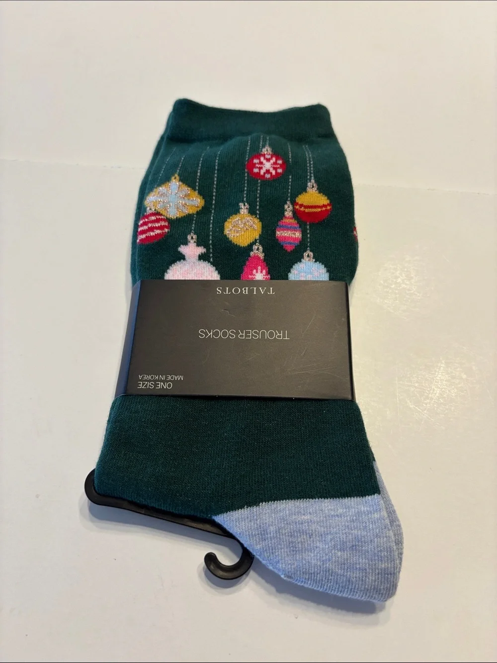 Talbolts Women's Green Christmas Ornament Trouser Socks